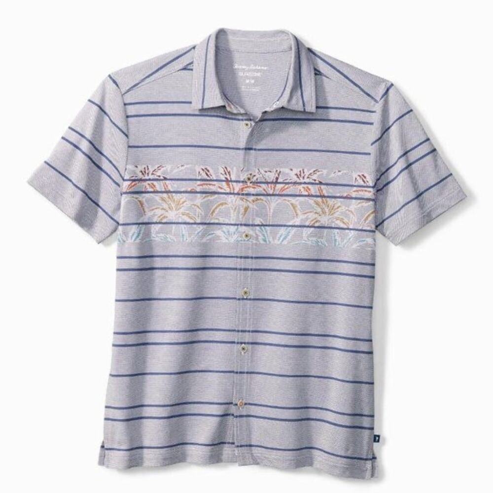 Tommy Bahama Hidden Palms Camp Maritime Blue Short Sleeve Shirt XXL